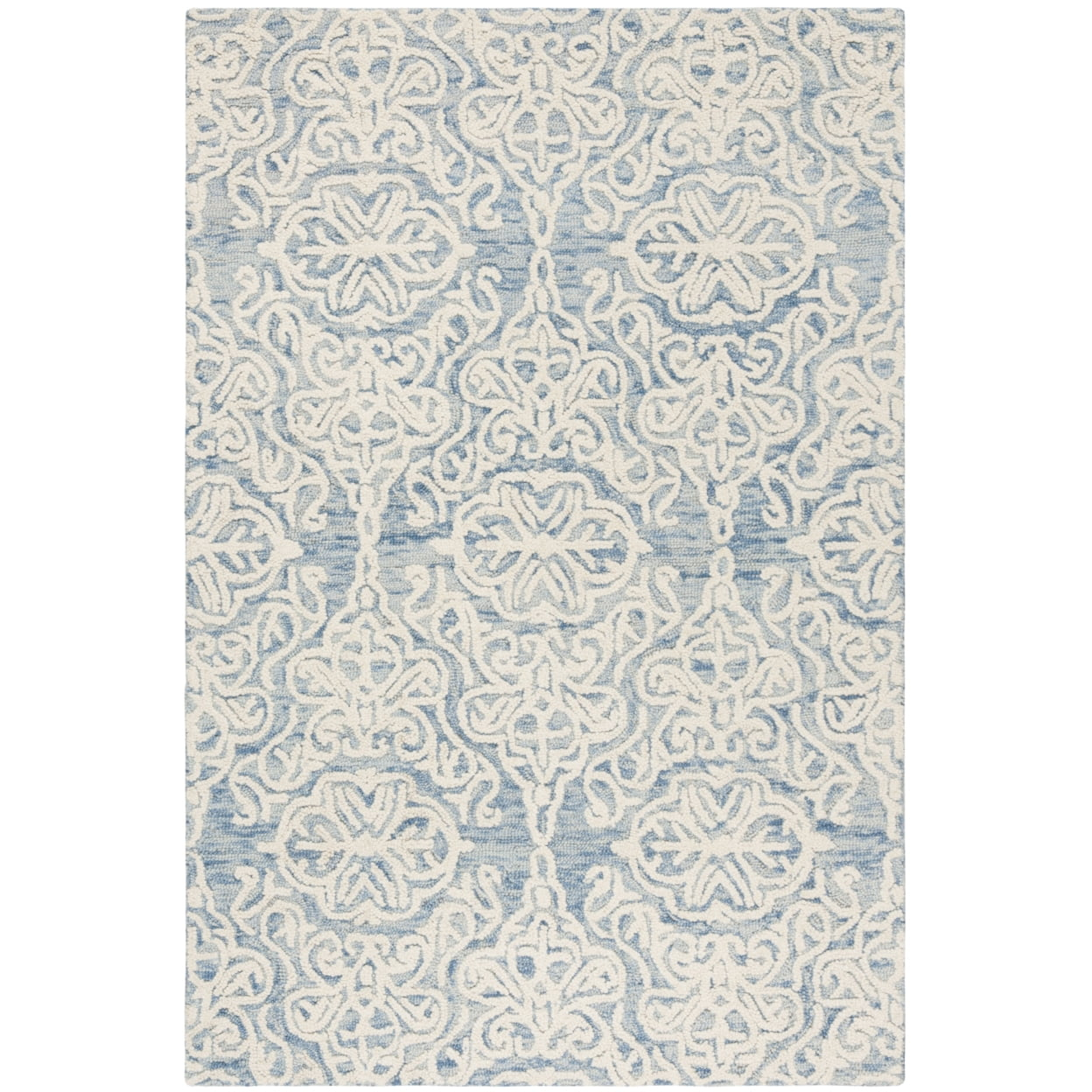 SAFAVIEH Blossom Asher Geometric Wool Area Rug, Blue/Ivory, 2' x 3'
