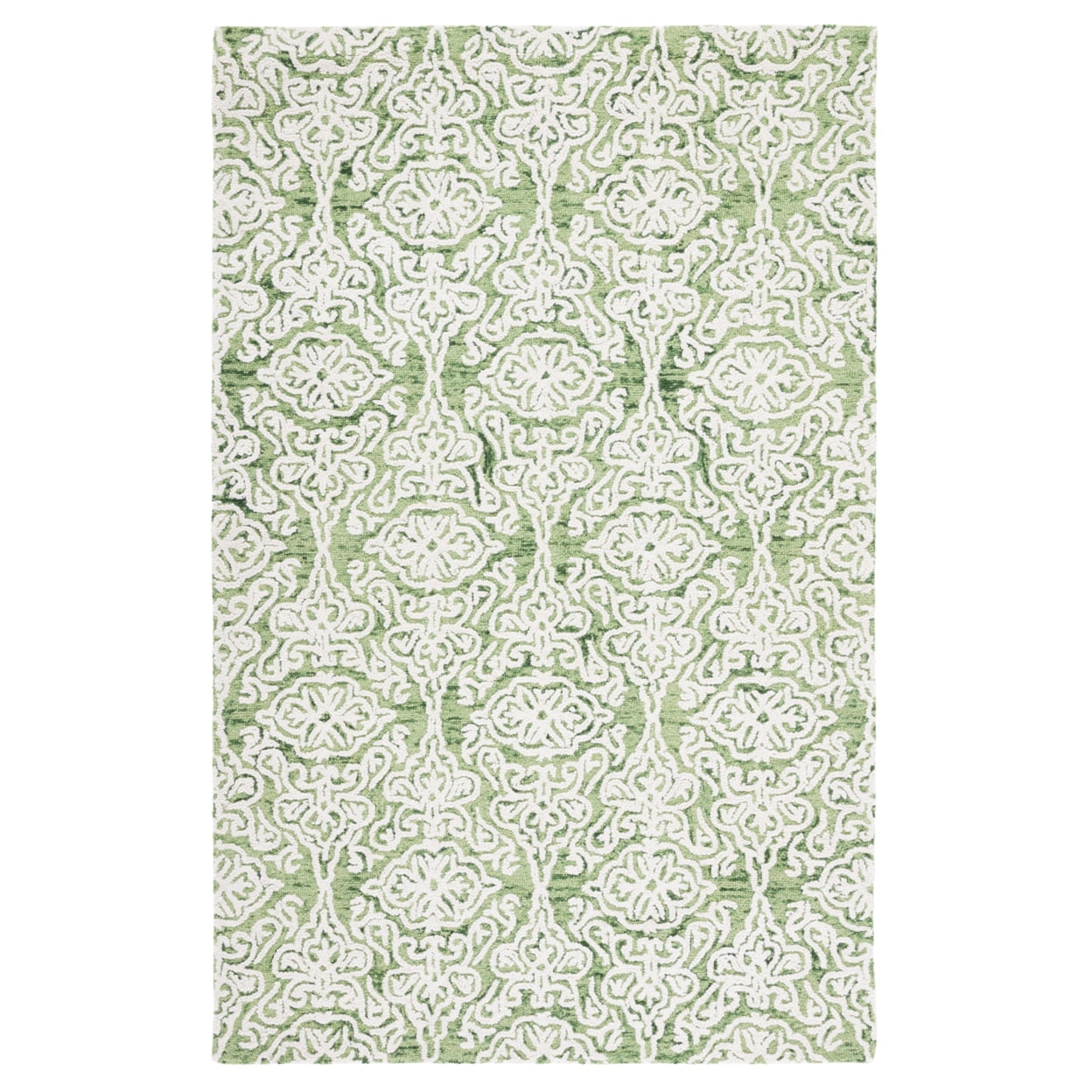 SAFAVIEH Blossom Asher Geometric Wool Area Rug, Green/Ivory, 3' x 5'