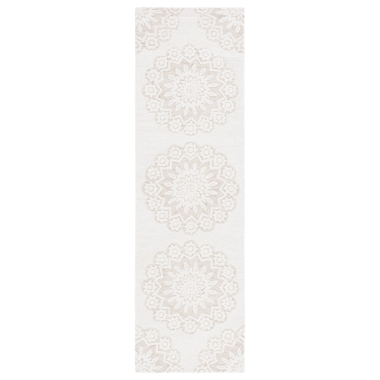 SAFAVIEH Blossom Brody Geometric Wool Runner Rug, Ivory/Beige, 2'3" x 8'