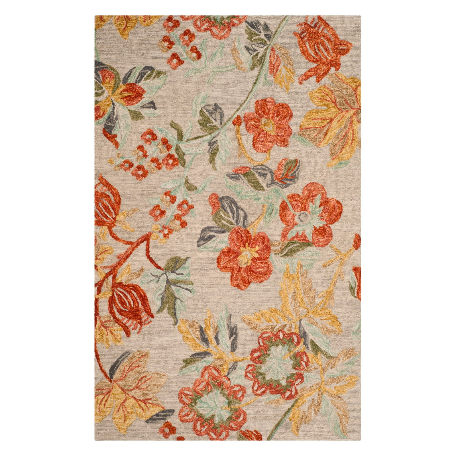 SAFAVIEH Blossom Caiden Floral Wool Runner Rug, Grey/Red, 2'3" x 8'