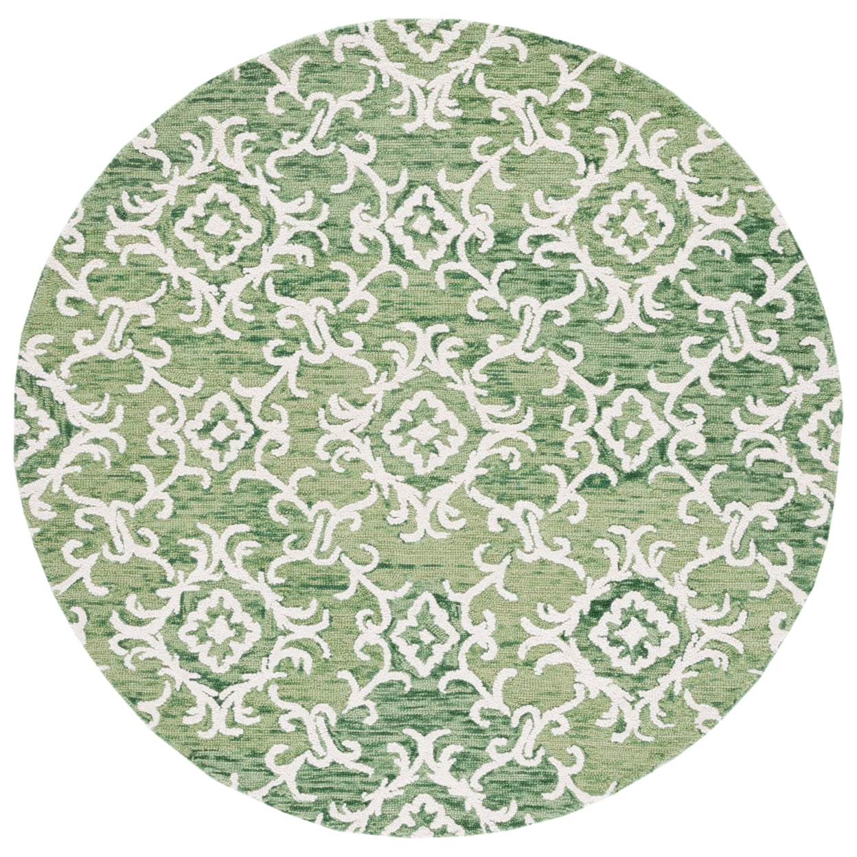 Blossom BLM104 Hand Tufted Area Rug - Green/Ivory - 6' Round - Safavieh.