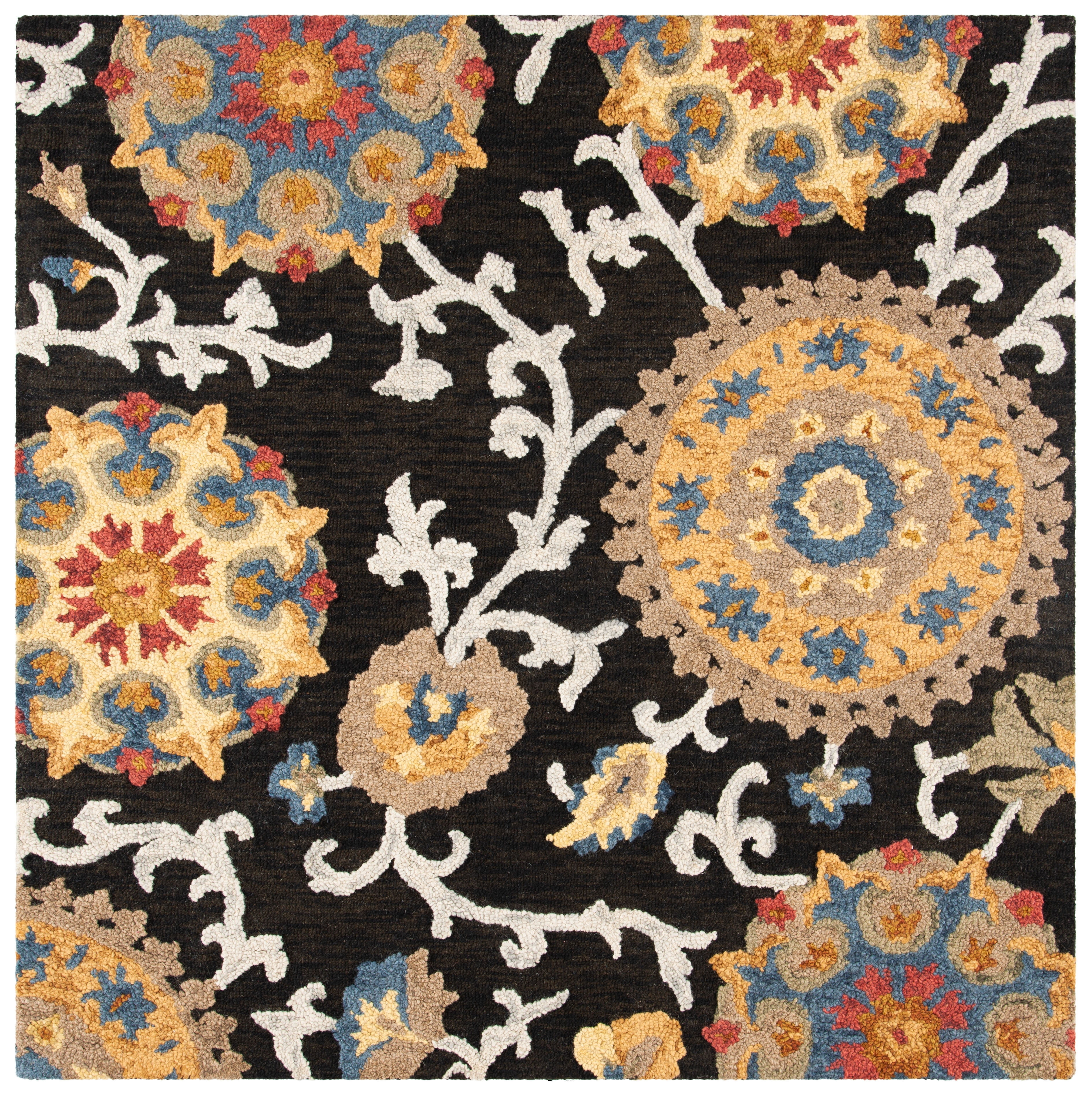 Blossom BLM401 Hand Tufted Area Rug - Charcoal/Multi - 6'x6' - Safavieh.