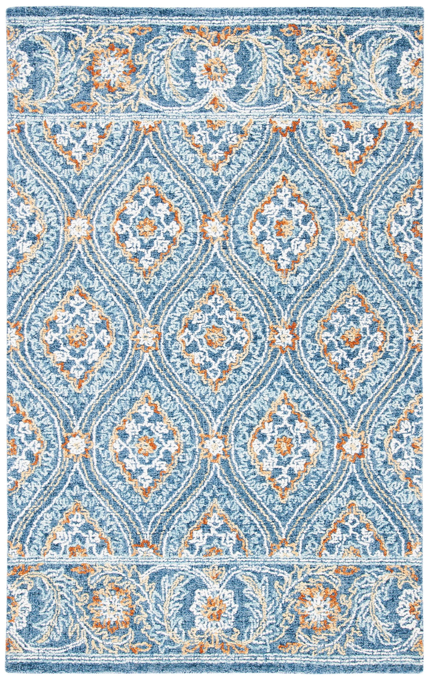 SAFAVIEH Blossom Dima Damask Area Rug, Navy/Yellow, 3' x 5'