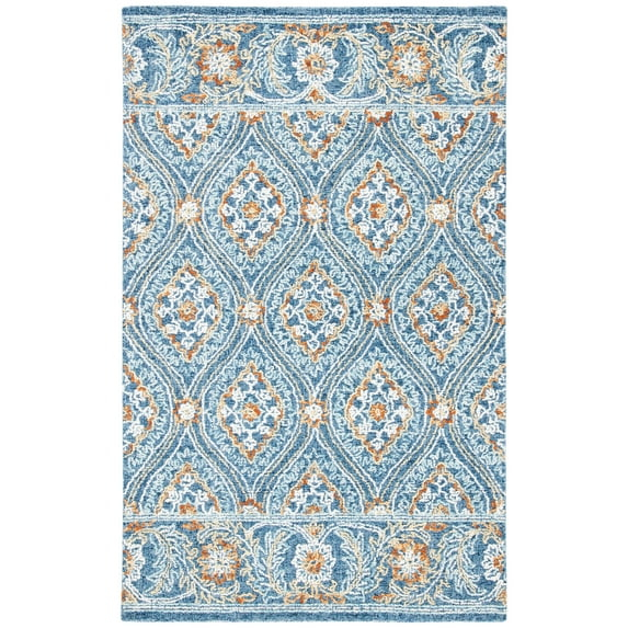 SAFAVIEH Blossom Dima Damask Area Rug, Navy/Yellow, 5' x 8'