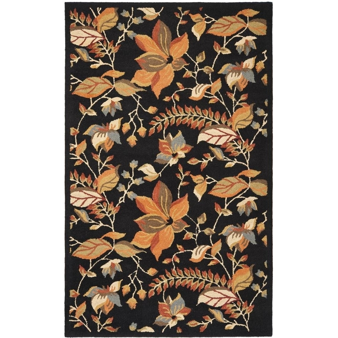 SAFAVIEH Blossom Evelyn Floral Flowers Wool Area Rug, Black/Multi, 3' x 5'
