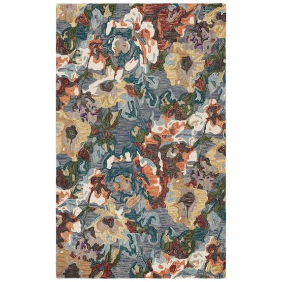 SAFAVIEH Blossom Ewart Floral Area Rug, Light Blue/Rust, 5' x 8'