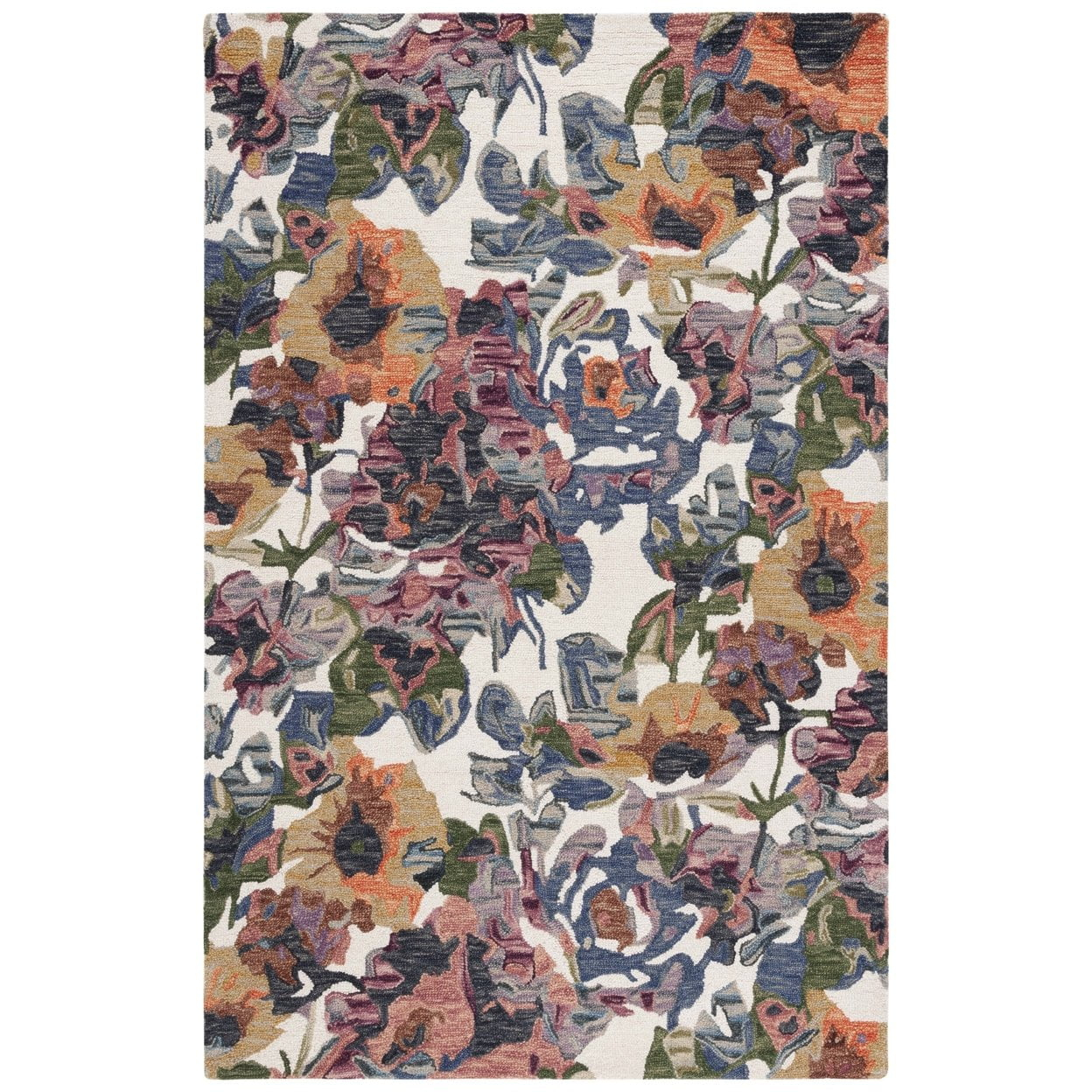 SAFAVIEH Blossom Ewart Floral Runner Rug, Ivory/Blue, 2'3" x 8'