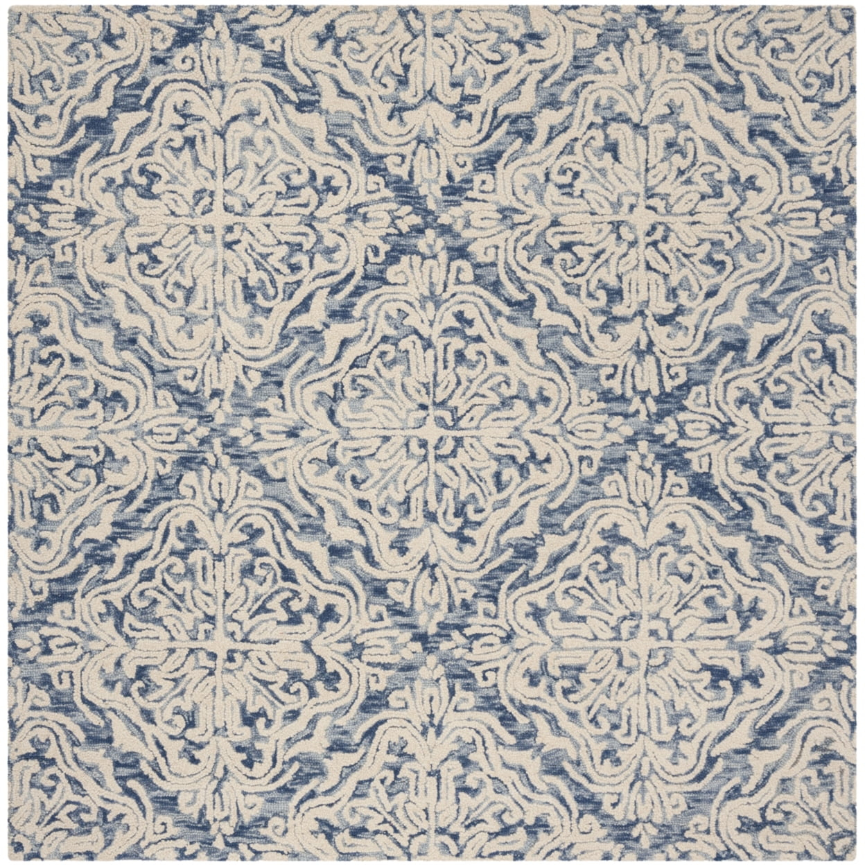 Blossom BLM103 Hand Tufted Area Rug - Blue/Ivory - 4'x4' - Safavieh.