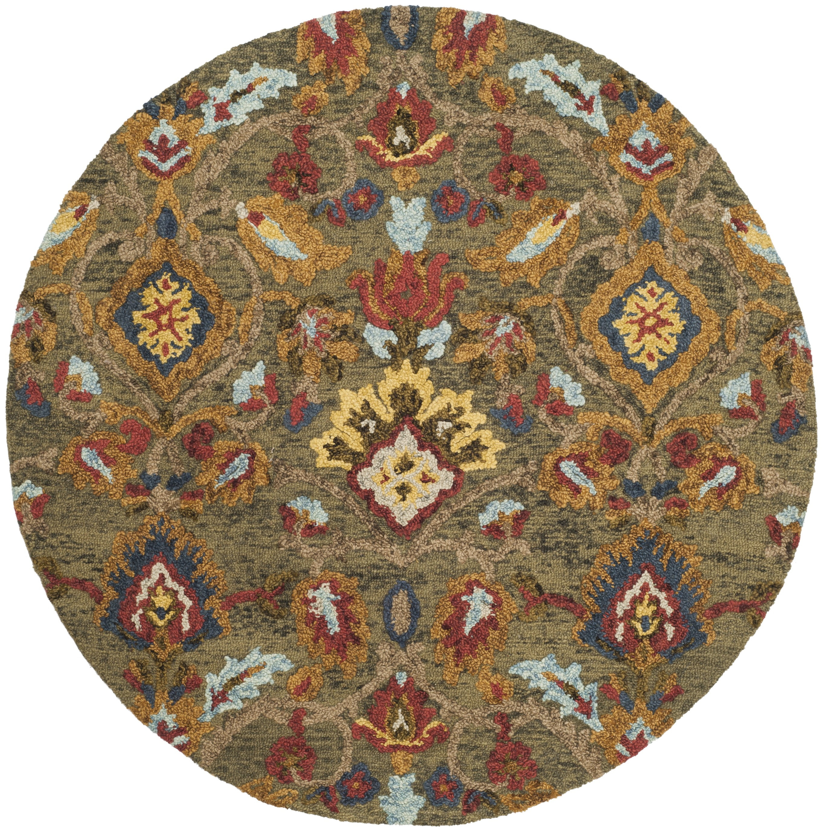 Blossom BLM420 Hand Tufted Area Rug - Ivory/Blue - 6' Round - Safavieh.