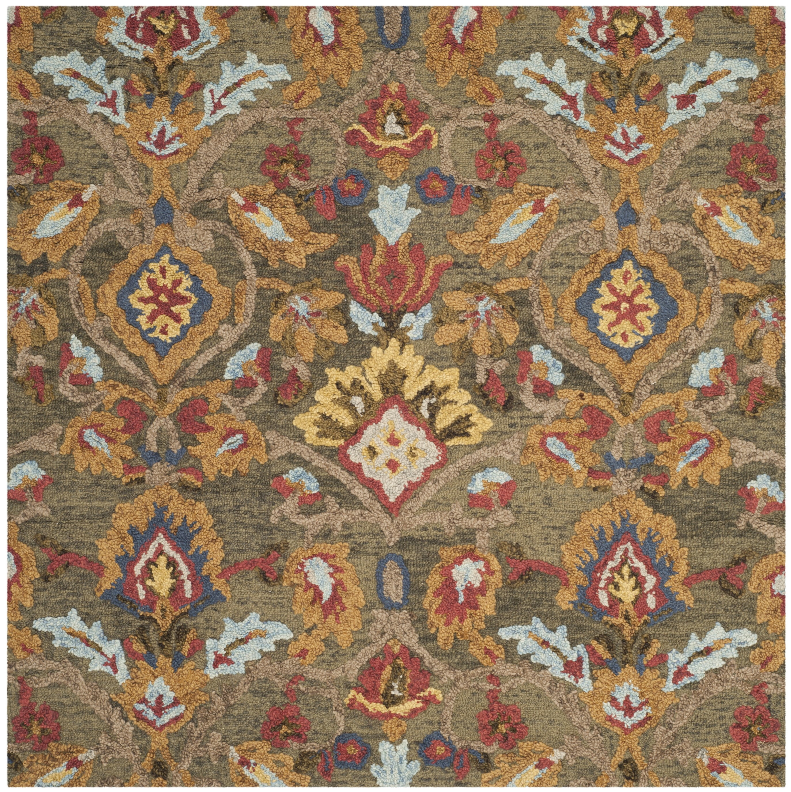 Blossom BLM420 Hand Tufted Area Rug - Ivory/Blue - 6'x6' - Safavieh.