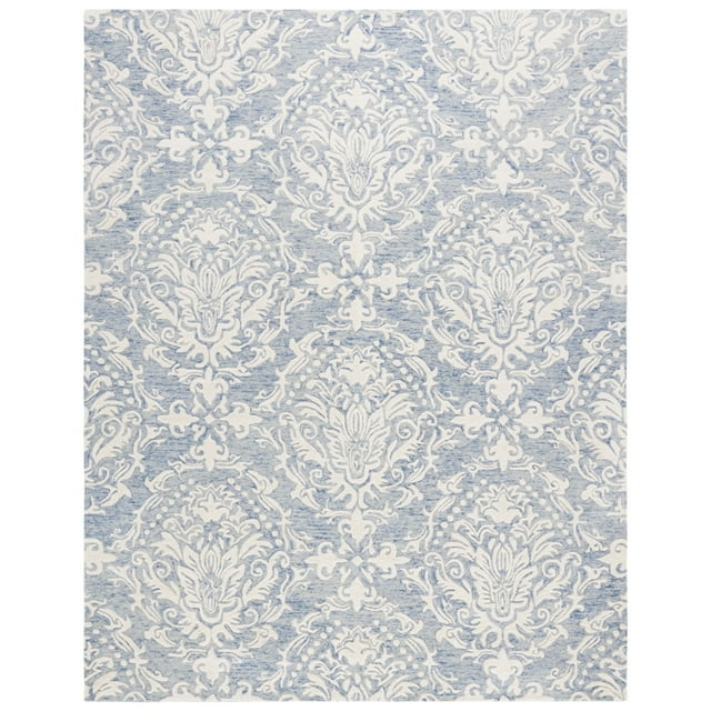 SAFAVIEH Blossom Kestrel Damask Area Rug, Blue/Ivory, 9' x 12'