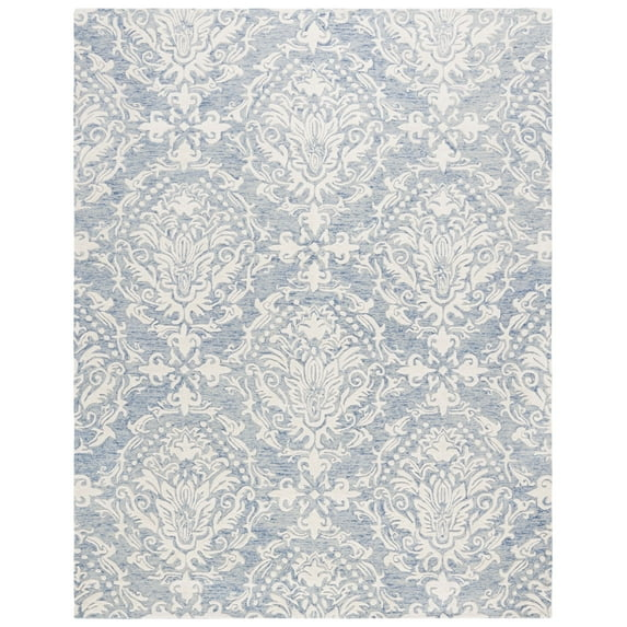 SAFAVIEH Blossom Kestrel Damask Wool Area Rug, Blue/Ivory, 8' x 10'