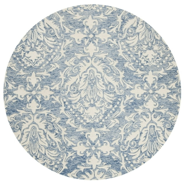 Blossom BLM107 Hand Tufted Indoor Area Rug - Blue/Ivory - 4' Round - Safavieh