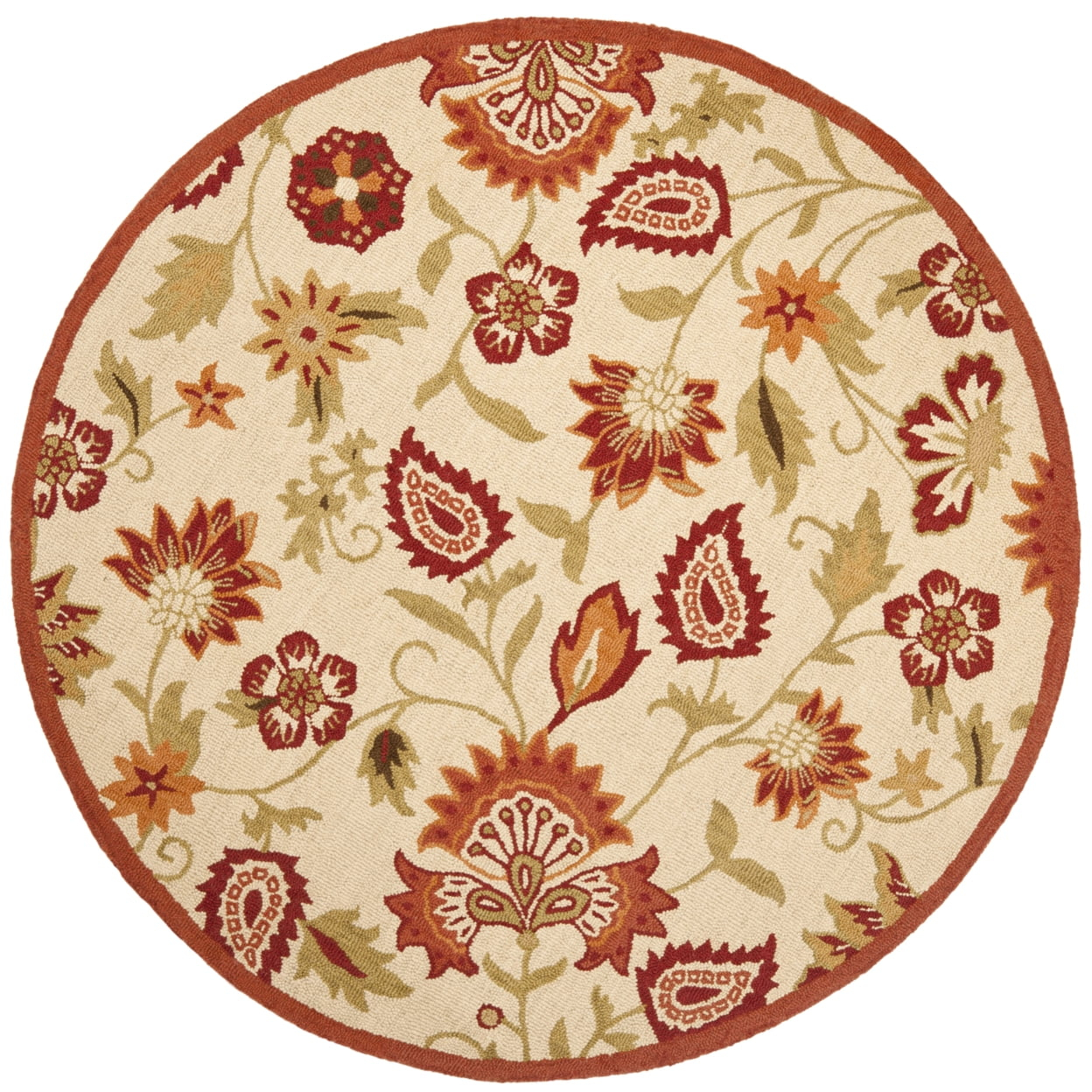 Blossom BLM862 Hand Hooked Area Rug - Beige/Multi - 8' round - Safavieh.