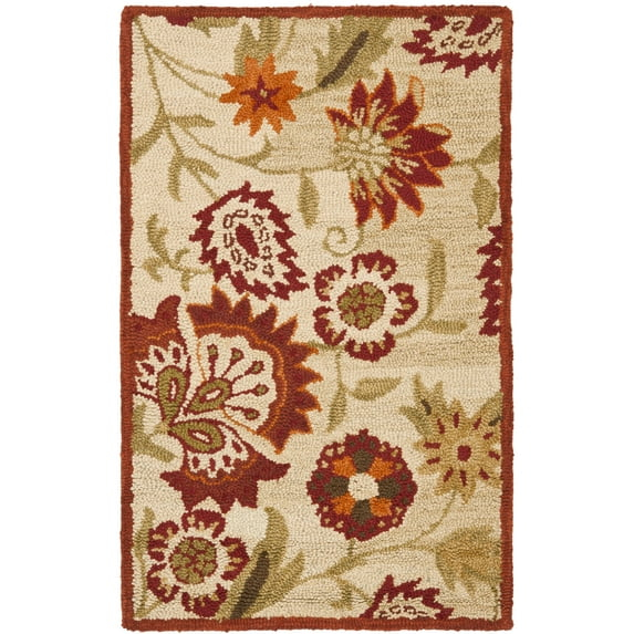 Blossom BLM862 Hand Hooked Accent Rug - Beige/Multi - 2'6"x4' - Safavieh.