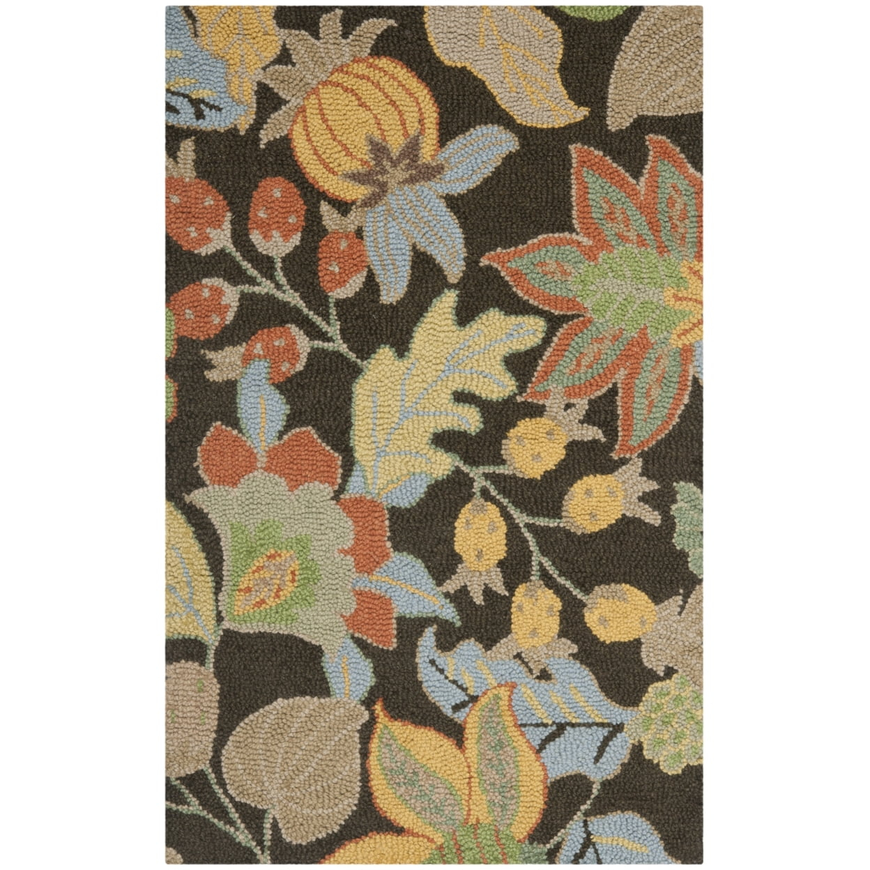Blossom BLM863 Hand Hooked Accent Rug - Black/Multi - 2'6"x4' - Safavieh.