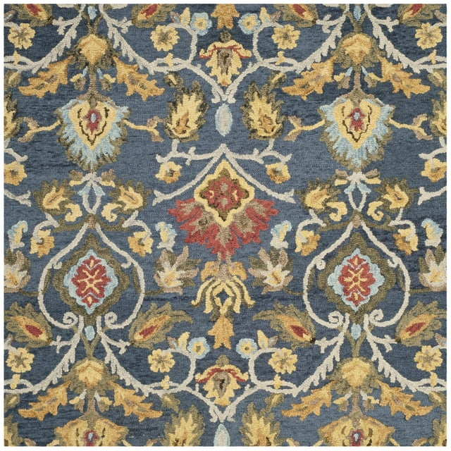 SAFAVIEH Alfombra de Lana Floral Lennon con Flores, Azul Marino/multicolor, 12' x 12' Cuadrados