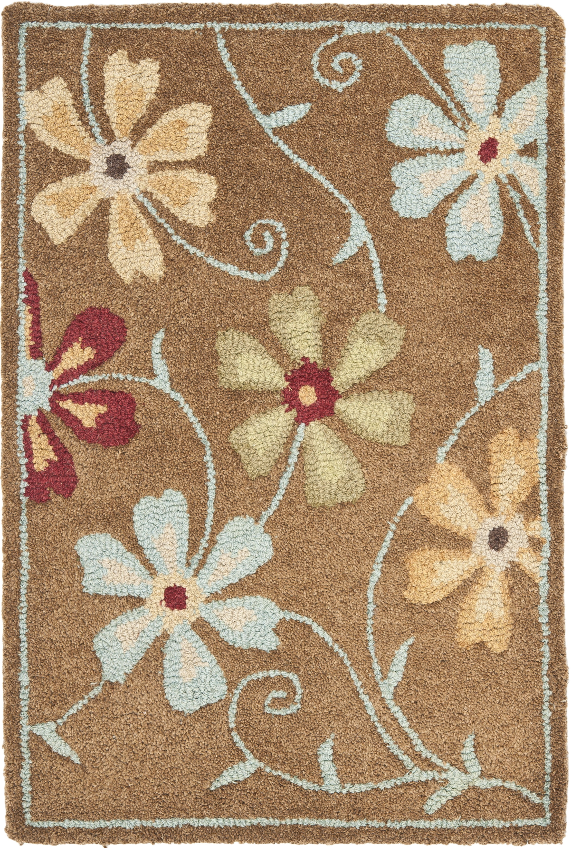 Blossom BLM784 Hand Hooked Accent Rug - Camel/Multi - 2'x3' - Safavieh.