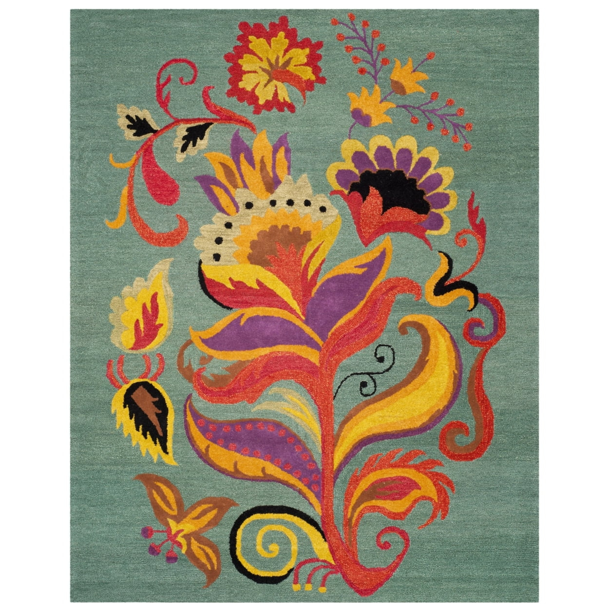 Blossom BLM679 Hand Hooked Accent Rug - Blue/Multi - 2'6"x4' - Safavieh.