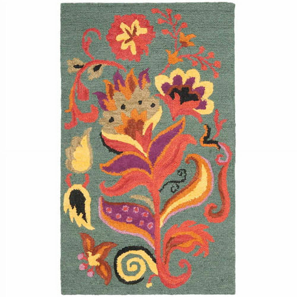 Blossom BLM679 Hand Hooked Area Rug - Blue/Multi - 4'x6' - Safavieh..