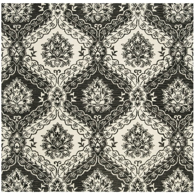 Blossom BLM601 Hand Tufted Area Rug - Charcoal/Ivory - 6'x6' - Safavieh.