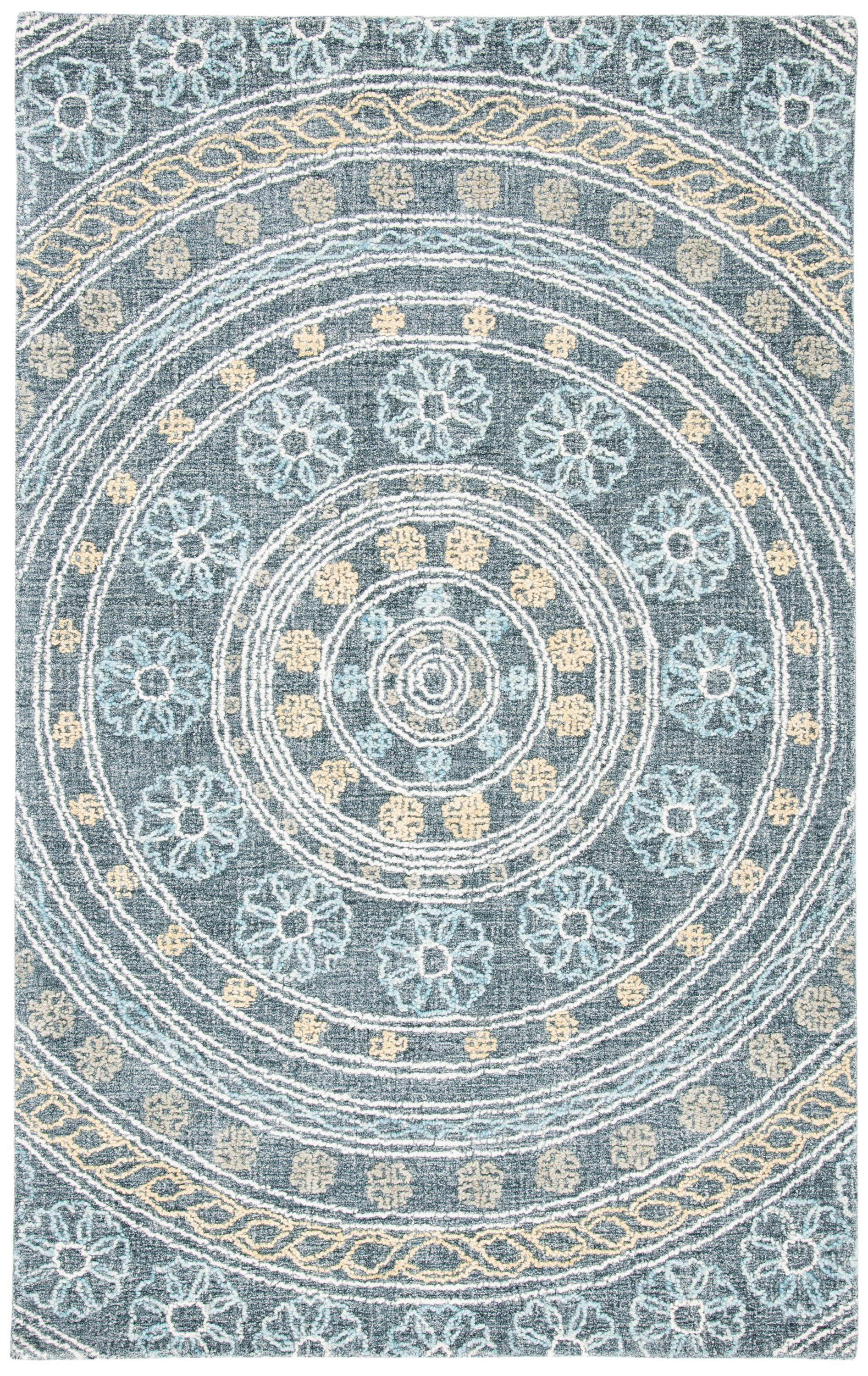Blossom BLM608 Hand Tufted Area Rug - Charcoal/Yellow - 4'x6' - Safavieh.