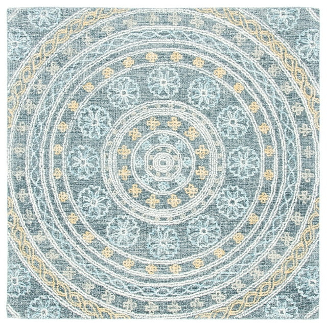 Blossom BLM608 Hand Tufted Area Rug - Charcoal/Yellow - 6'x6' - Safavieh.
