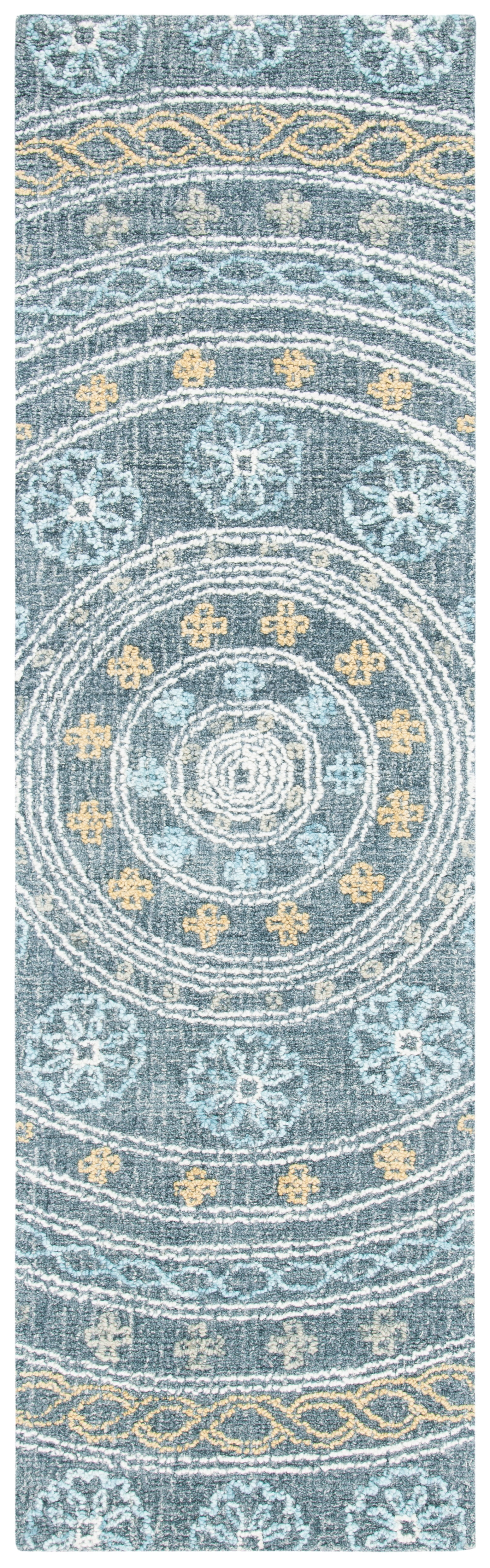 Blossom BLM608 Hand Tufted Runner Rug - Charcoal/Yellow - 2'3"x8' - Safavieh.