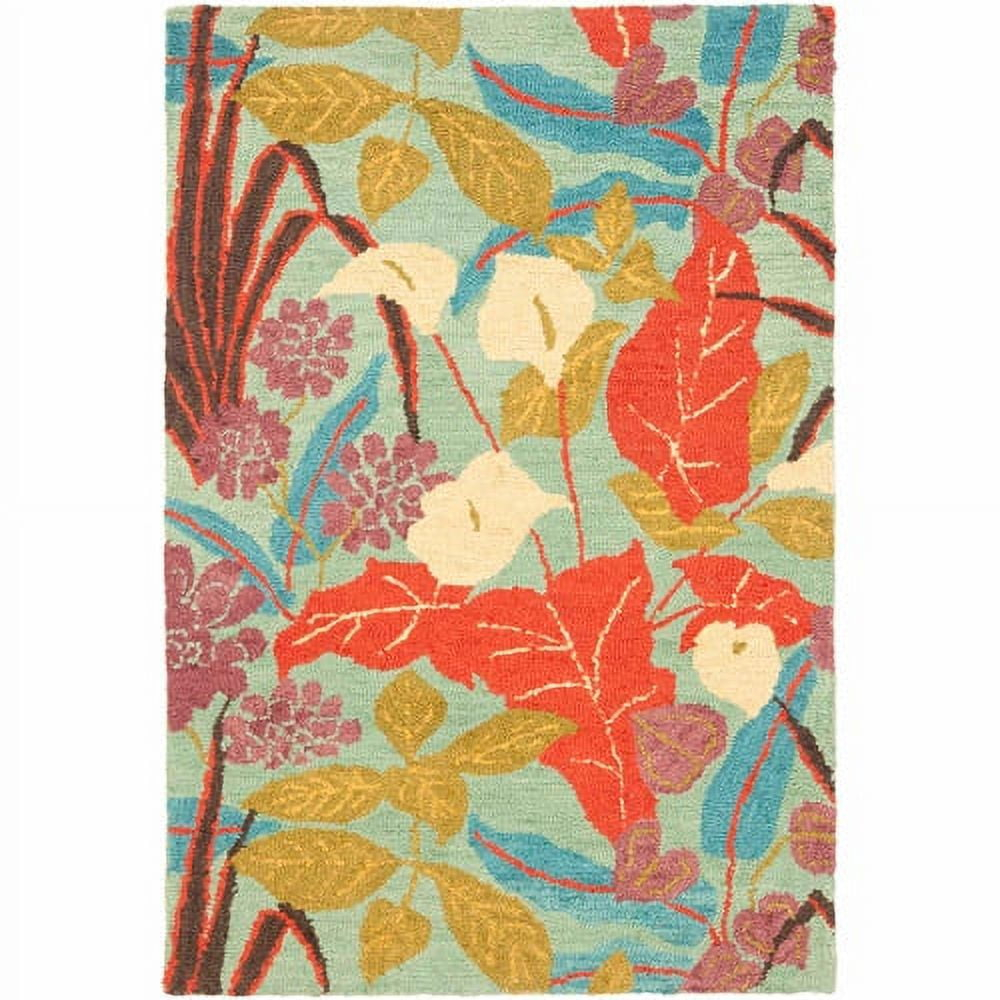 Blossom BLM674 Hand Hooked Area Rug - Blue/Multi - 6'x6' - Safavieh.