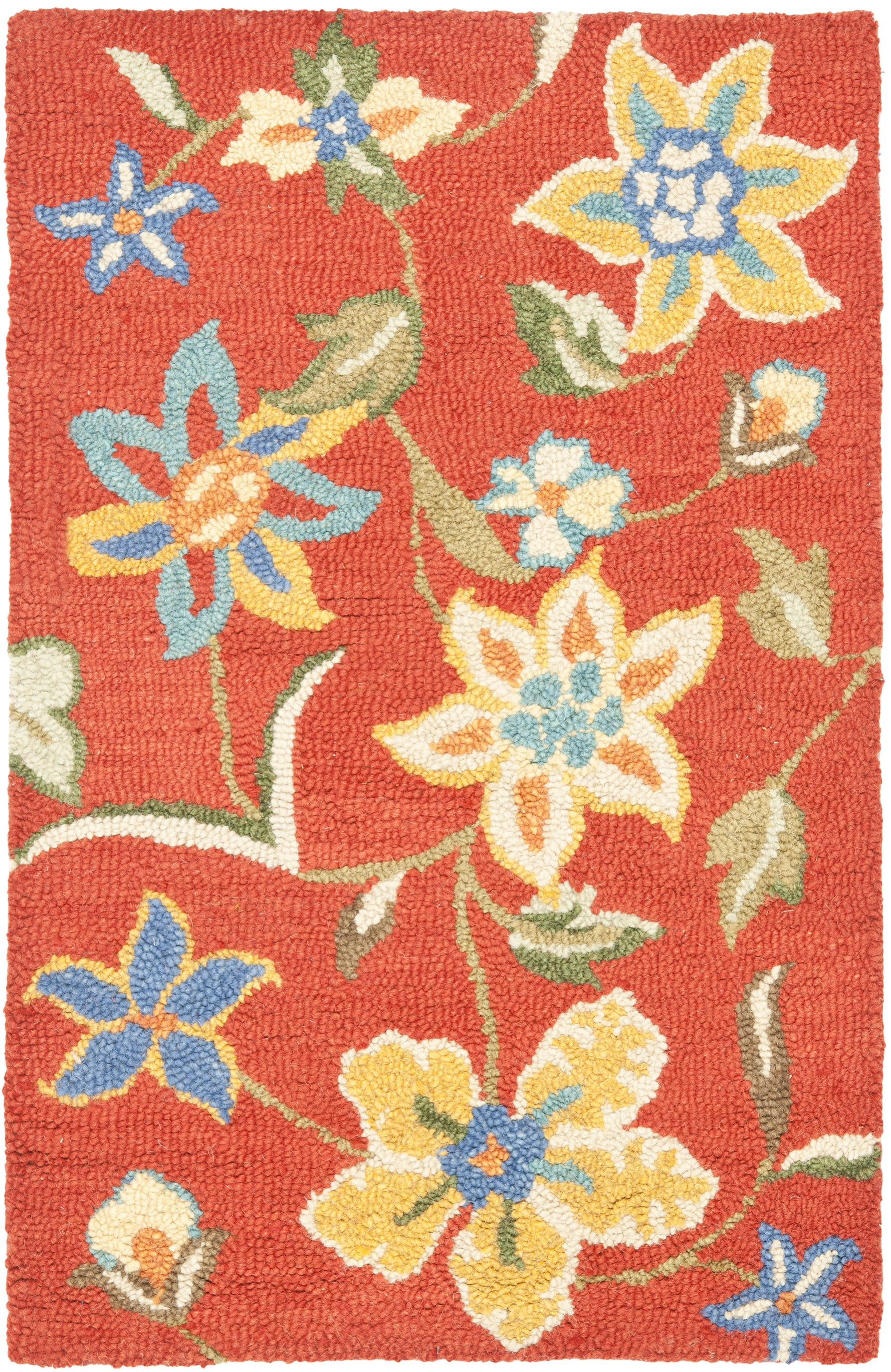 Blossom BLM673 Hand Hooked Accent Rug - Rust/Multi - 2'6"x4' - Safavieh.