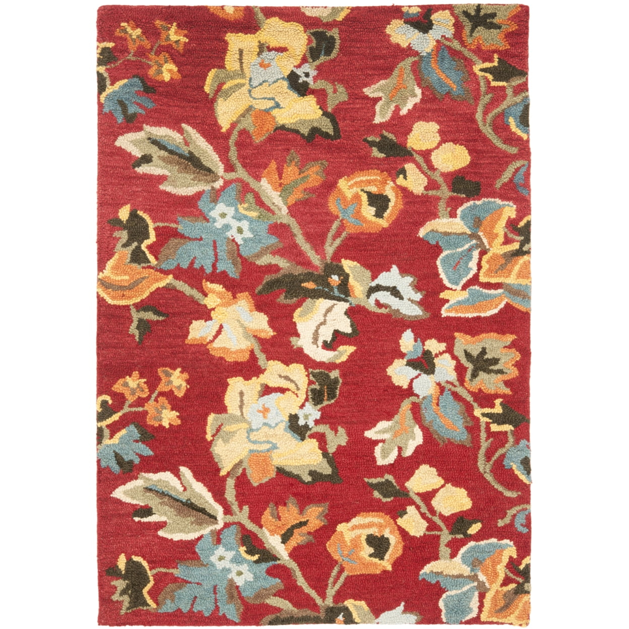 Blossom BLM672 Hand Hooked Area Rug - Red/Multi - 4'x6' - Safavieh.