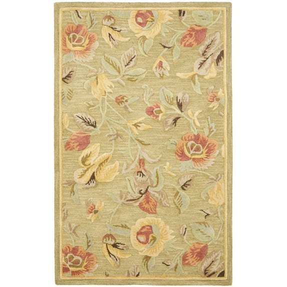 Blossom BLM785 Hand Hooked Area Rug - Green/Multi - 8'x10' - Safavieh.