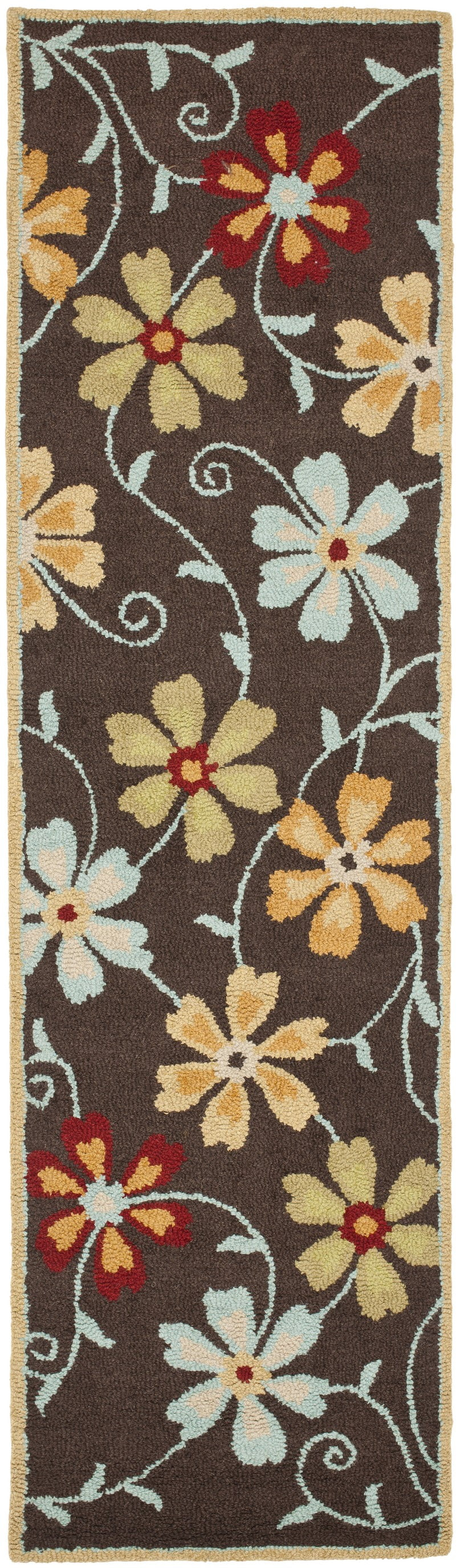 Blossom BLM785 Hand Hooked Runner Rug - Green/Multi - 2'3"x8' - Safavieh.