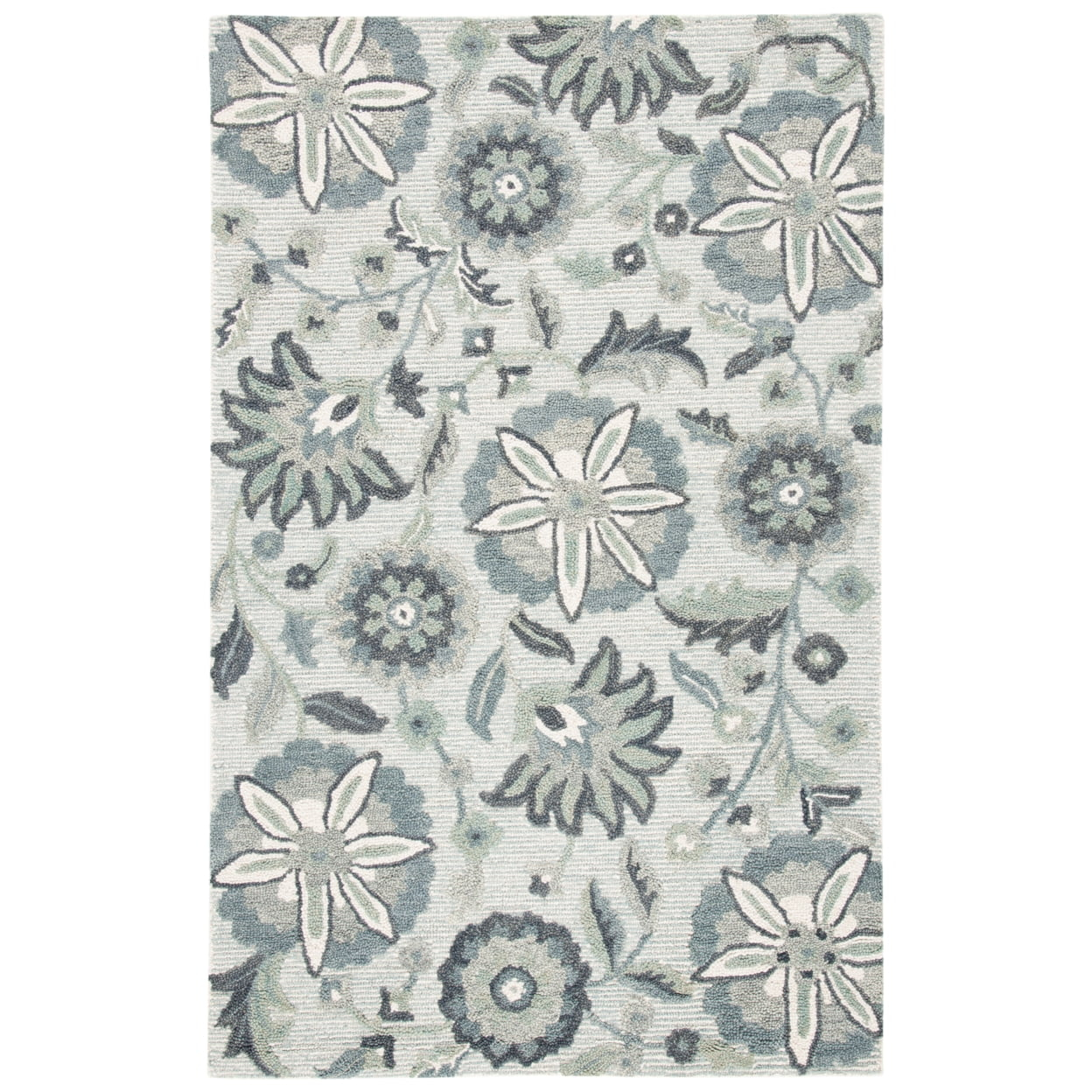 Blossom BLM175 Hand Tufted Area Rug - Ivory/Blue - 5'x8' - Safavieh.