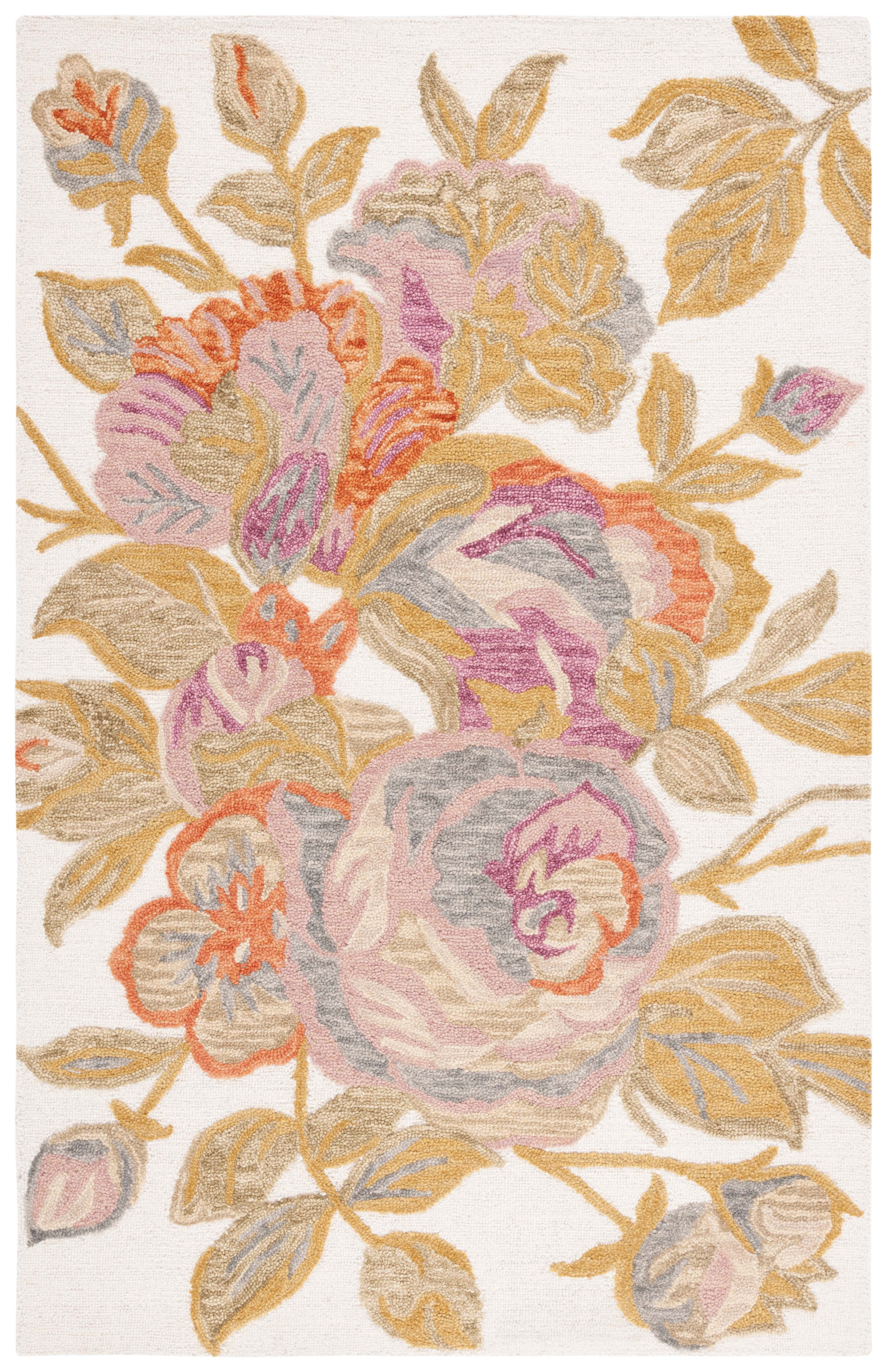 SAFAVIEH Blossom Theresa Floral Area Rug, Ivory/Green, 3' x 5'
