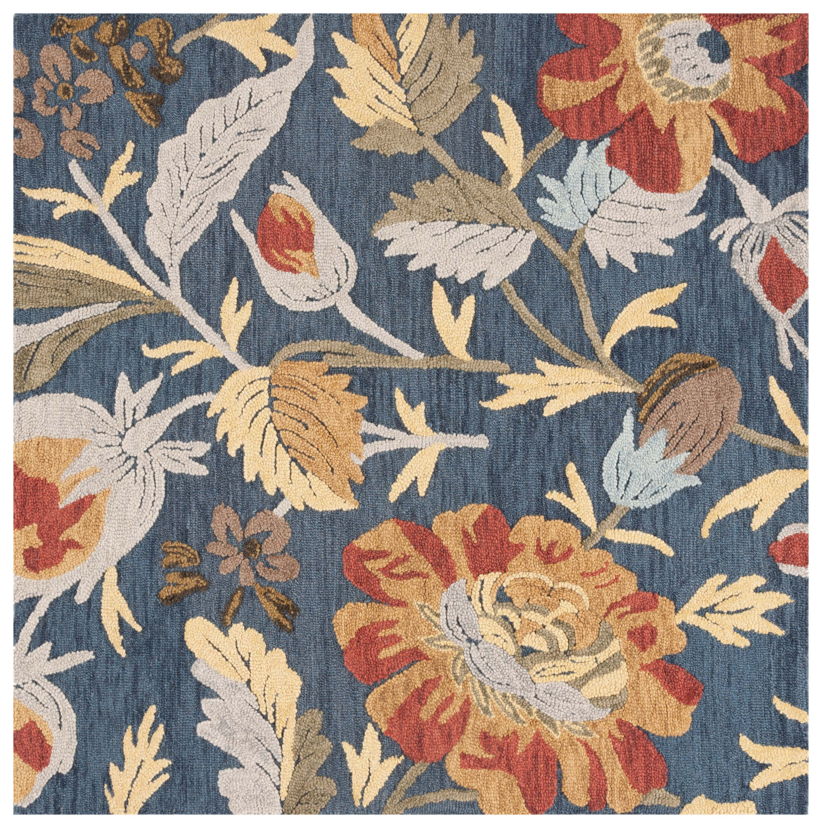 SAFAVIEH Blossom Tom Floral Area Rug, Navy/Red, 6' x 6' Square
