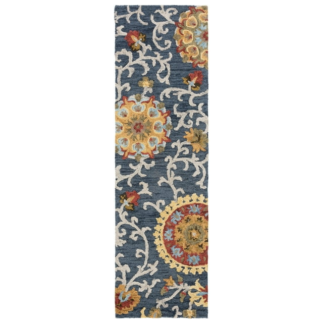 SAFAVIEH Blossom Tom Floral Runner Rug, Navy/Red, 2'3" x 8'