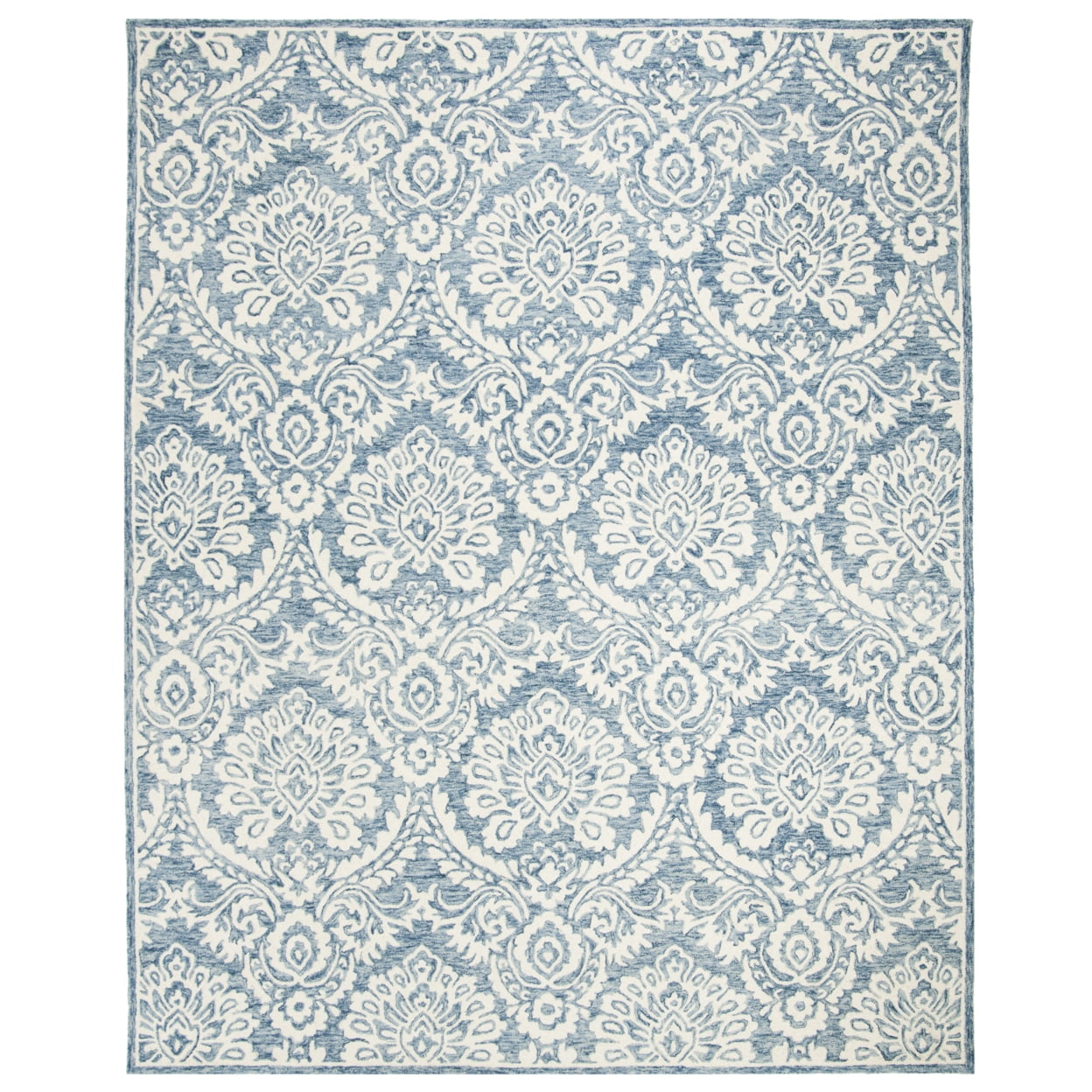 SAFAVIEH Blossom Travis Geometric Wool Area Rug, Blue/Ivory, 10' x 14'