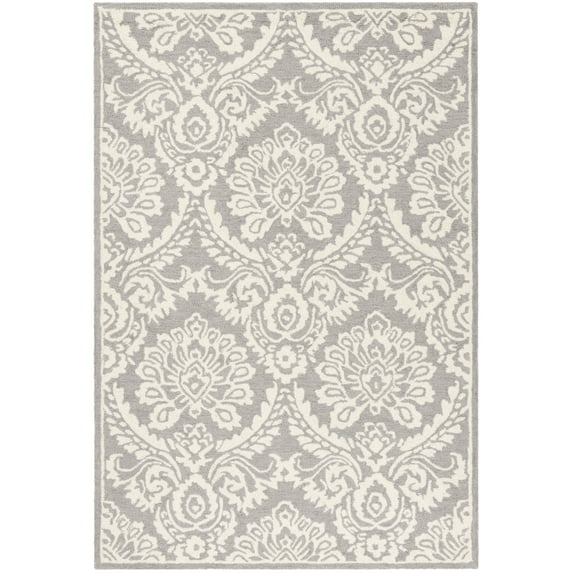 SAFAVIEH Blossom Travis Geometric Wool Area Rug, Dark Grey/Ivory, 4' x 6'