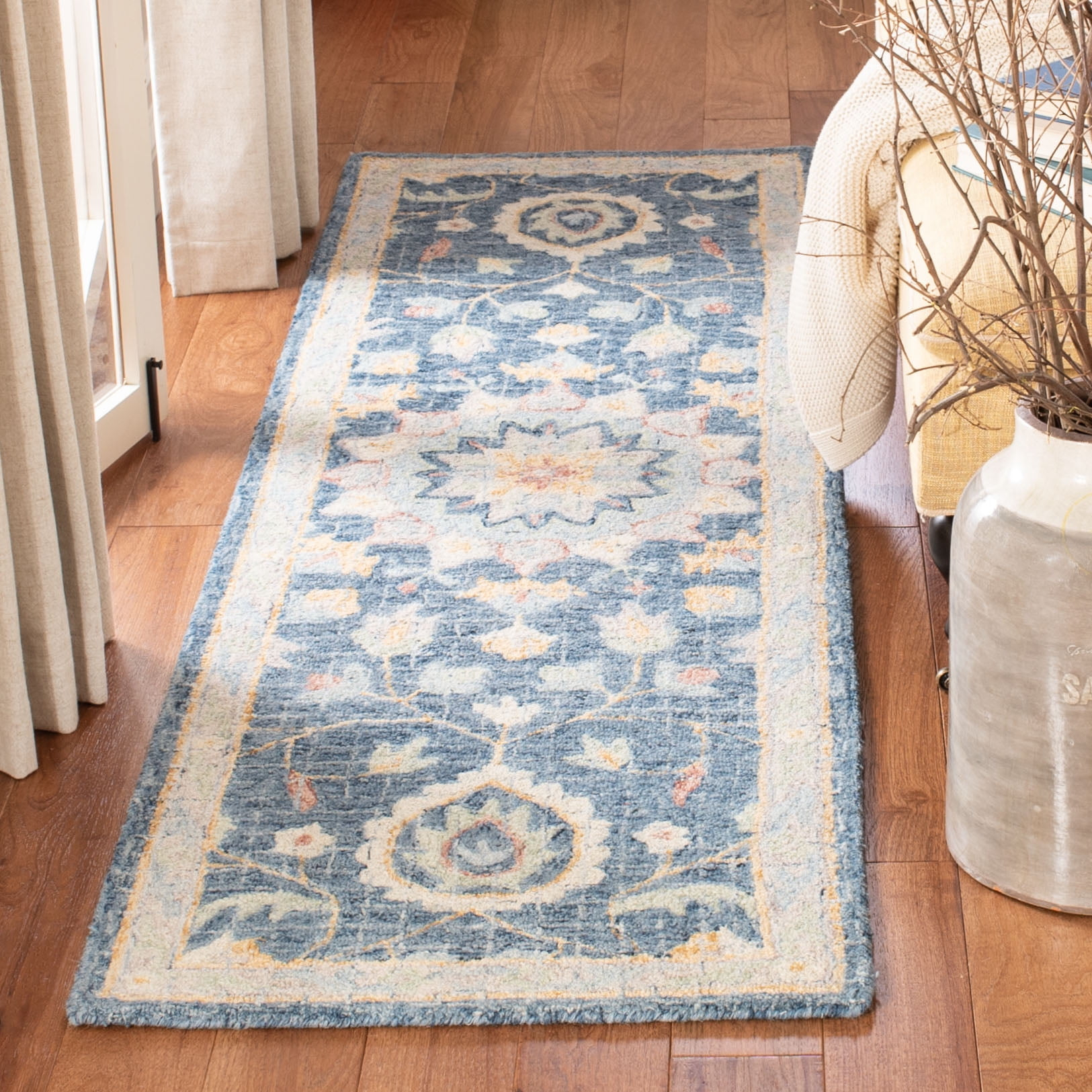 Blossom BLM813 Hand Tufted Runner Rug - Navy/Multi - 2'3"x8' - Safavieh.
