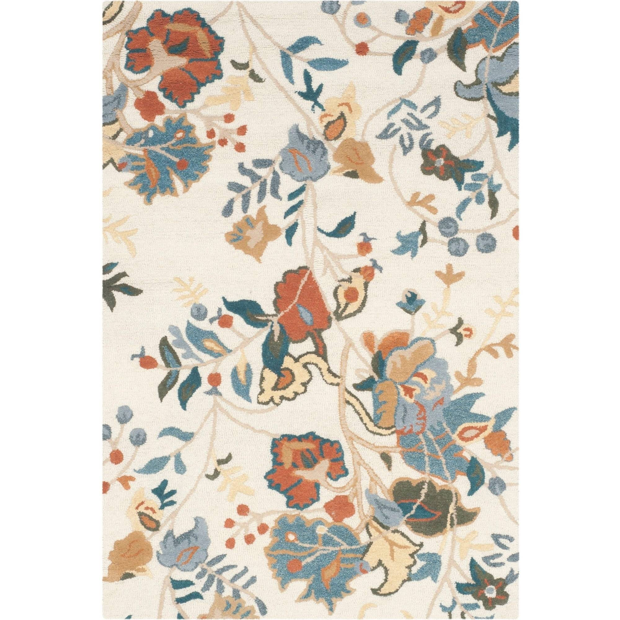 SAFAVIEH Alfombra de la Zona de Lana con Flores de Flores Rojo/azul/multi, 4' x 6'