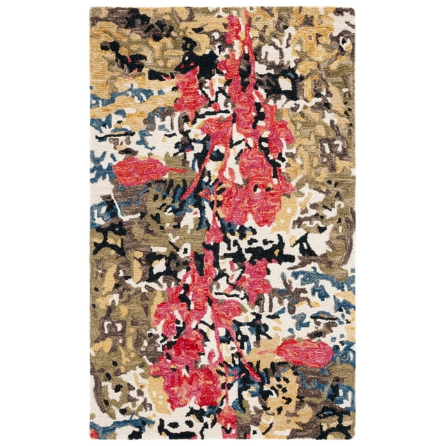 SAFAVIEH Blossom Yazmin Abstract Area Rug, Green/Ivory, 3' x 5'