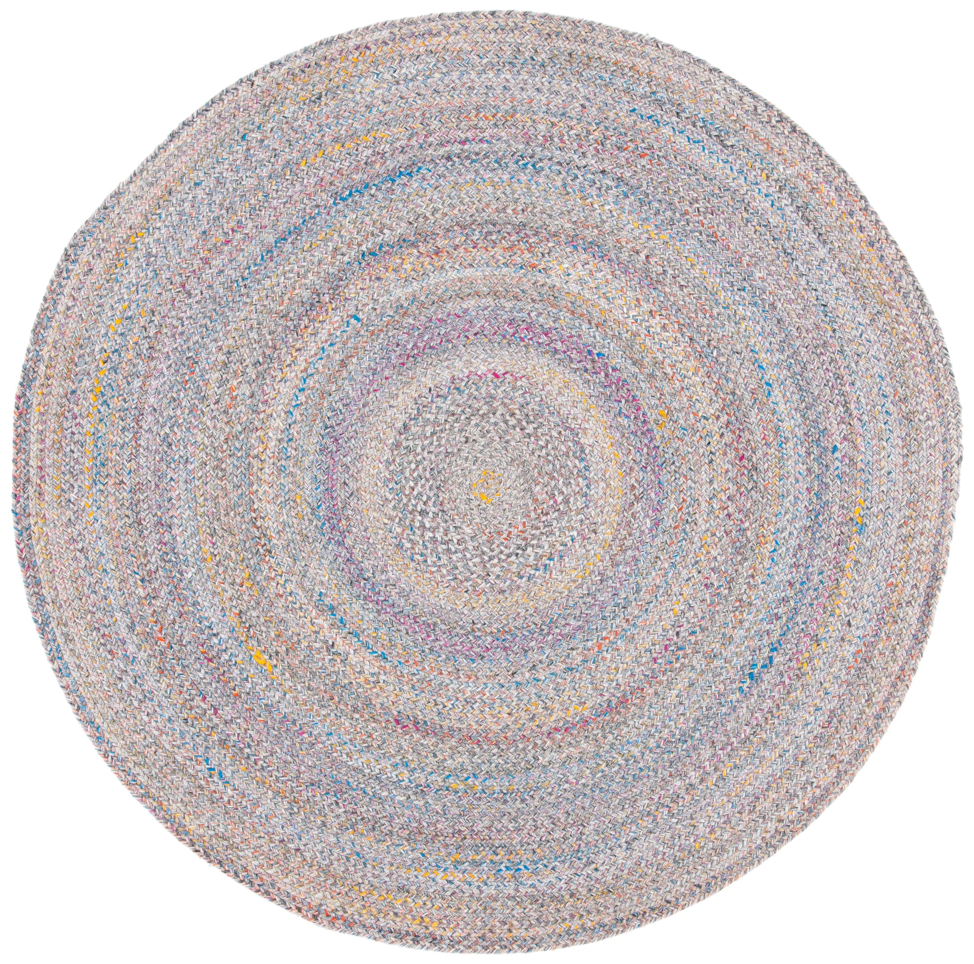 Braided BRD851 Hand Braided Area Rug - Yellow/Grey - 5' round - Safavieh.