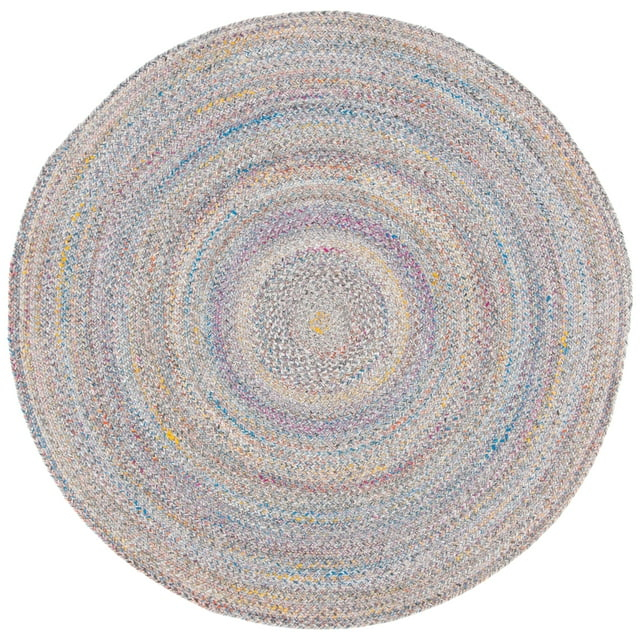 Braided BRD851 Hand Braided Area Rug - Yellow/Grey - 5' round - Safavieh.
