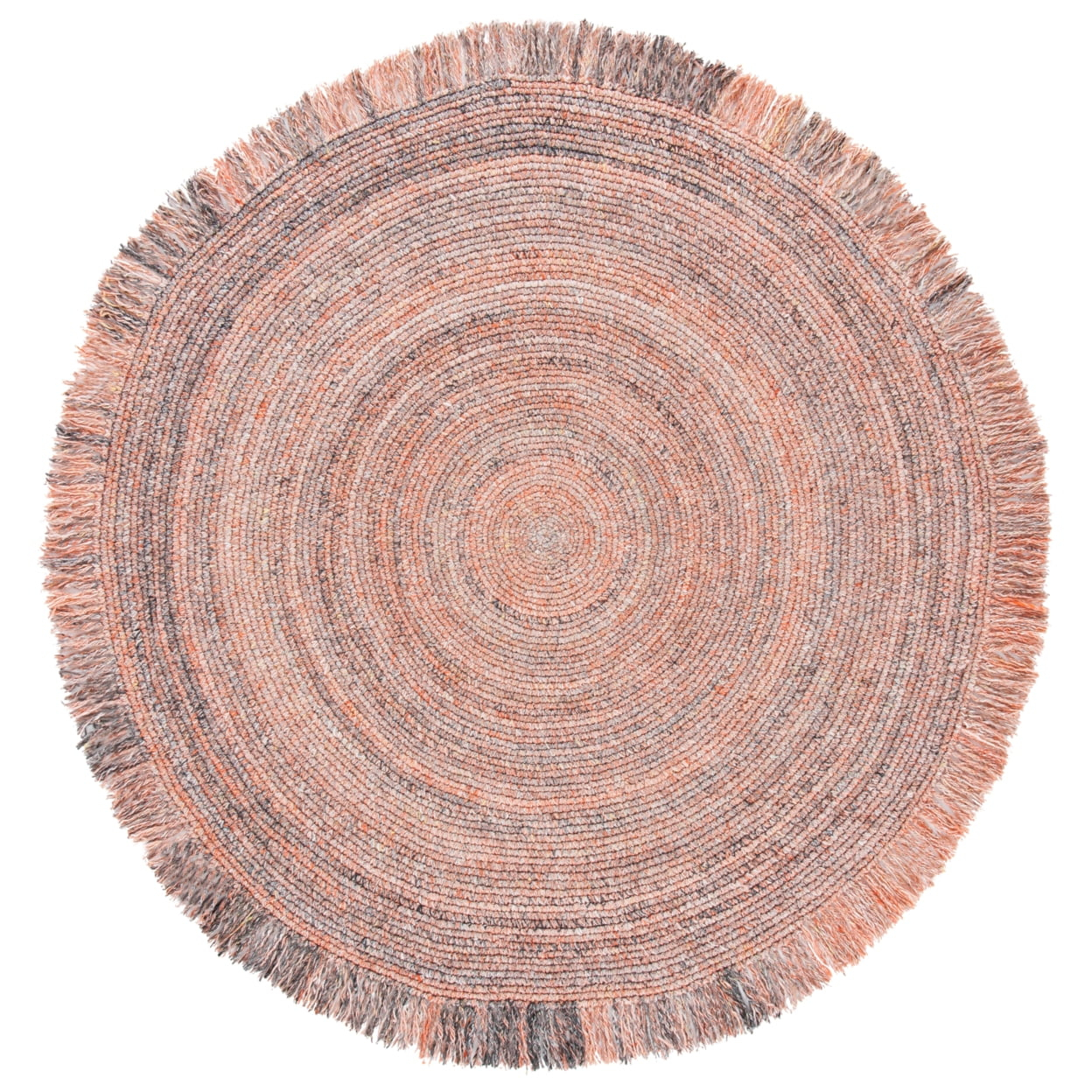 Braided BRD275 Hand Braided Area Rug - Orange/Grey - 4' round - Safavieh.