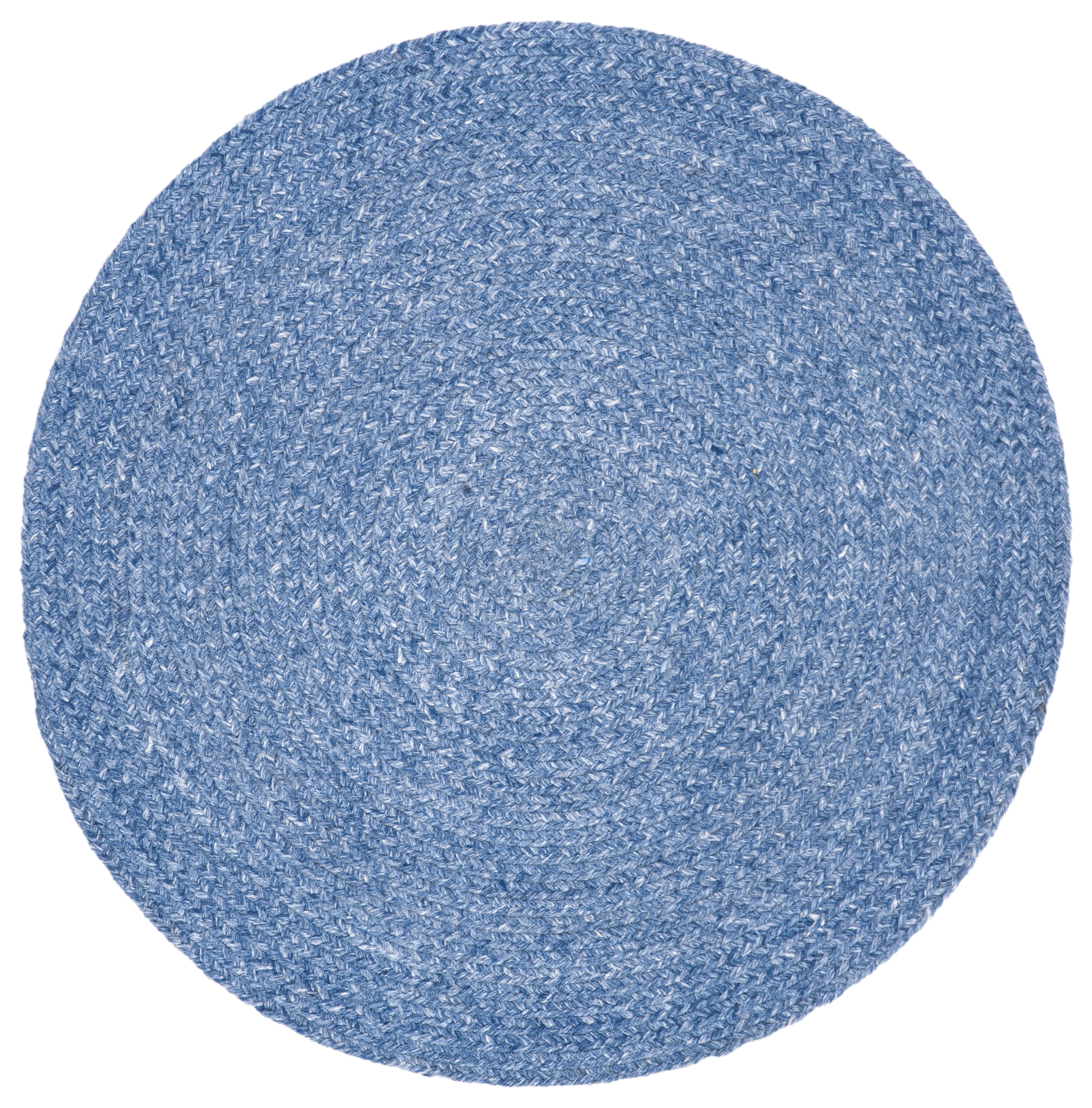 SAFAVIEH Braided Caleb Confetti Solid Area Rug, Blue, 3' x 3' Round