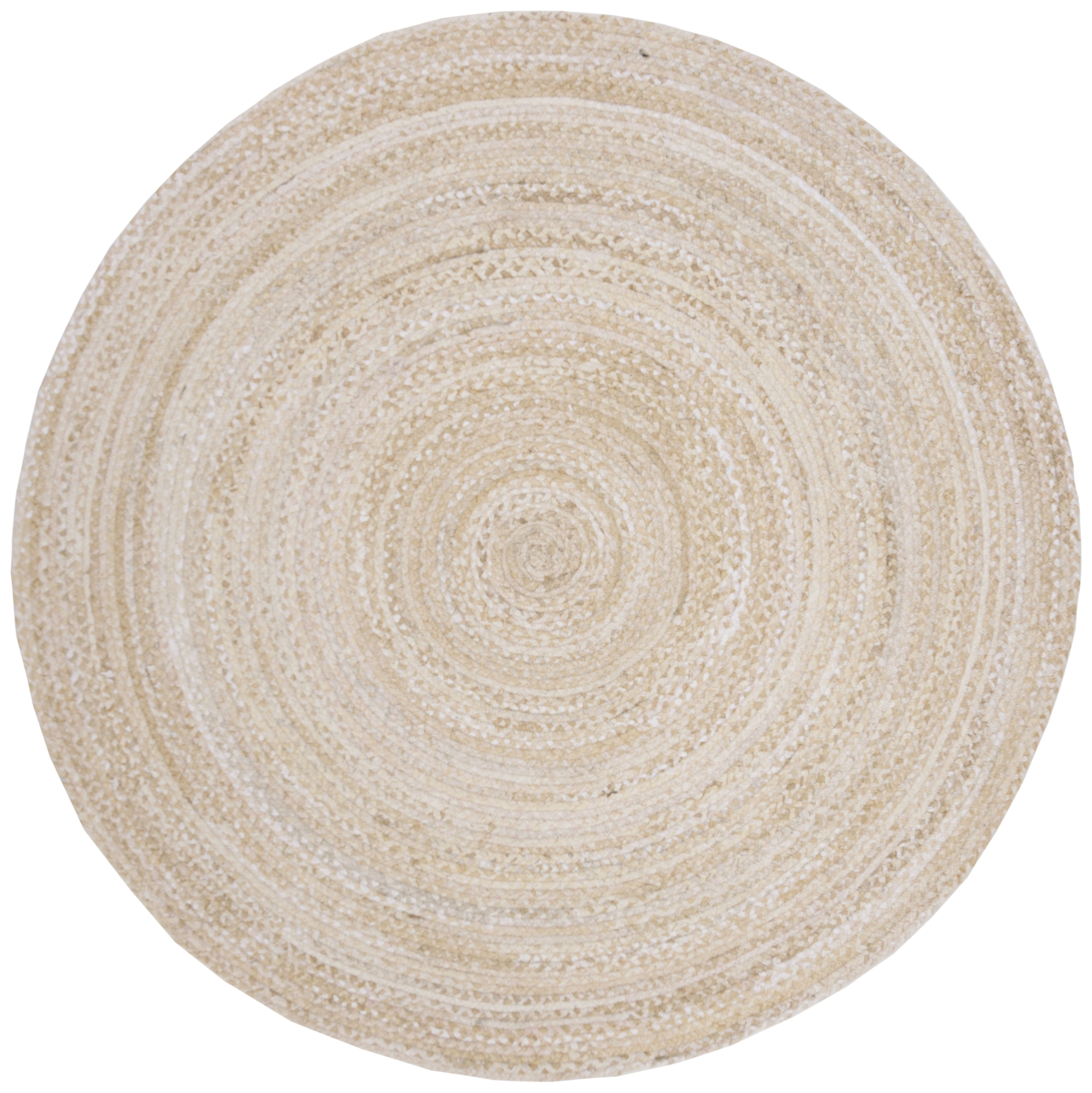 Braided BRD452 Hand Woven Indoor Area Rug - Beige - 5' Round - Safavieh