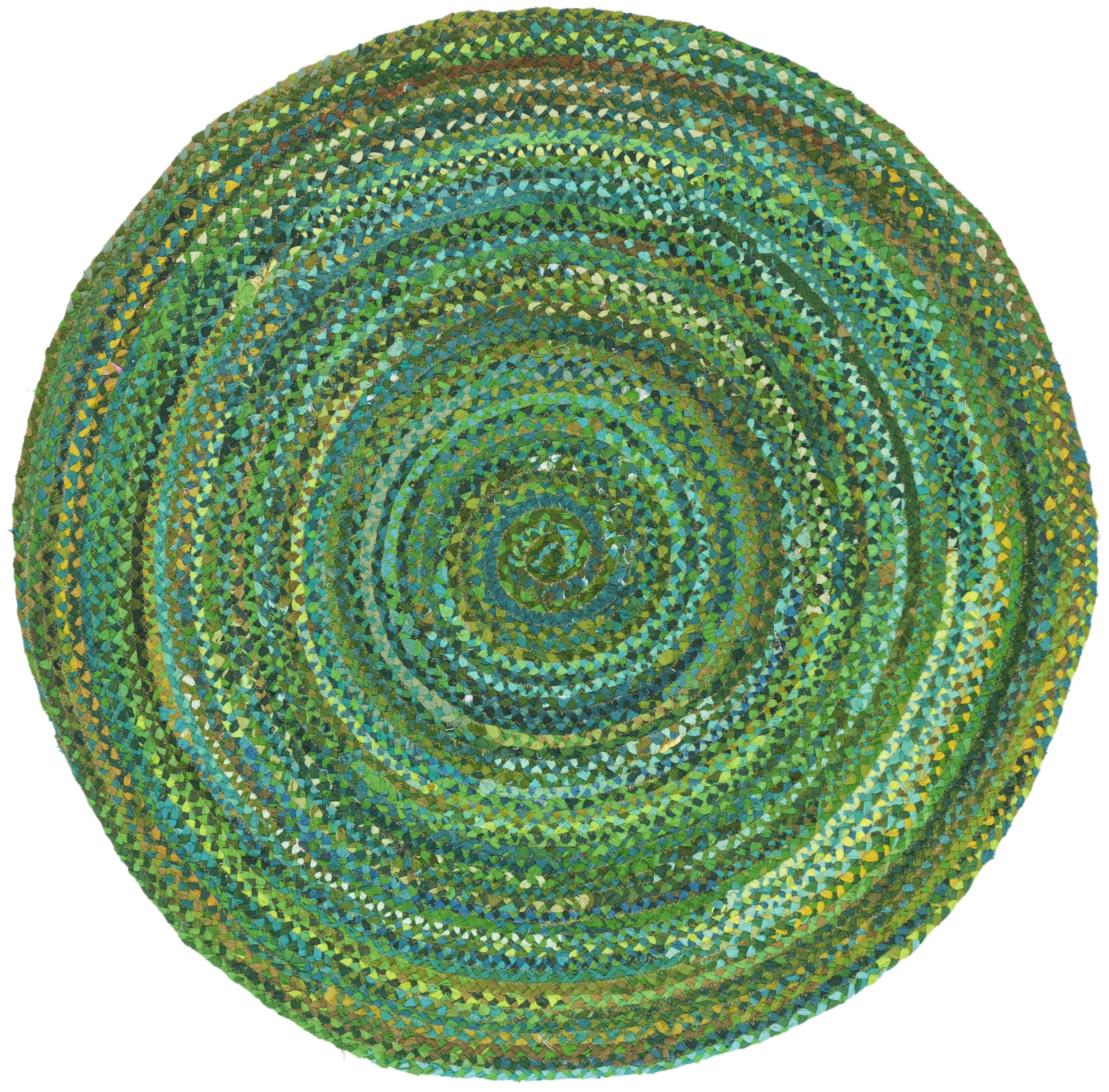 Braided BRD452 Hand Woven Indoor Accent Rug - Green - 3' Round - Safavieh