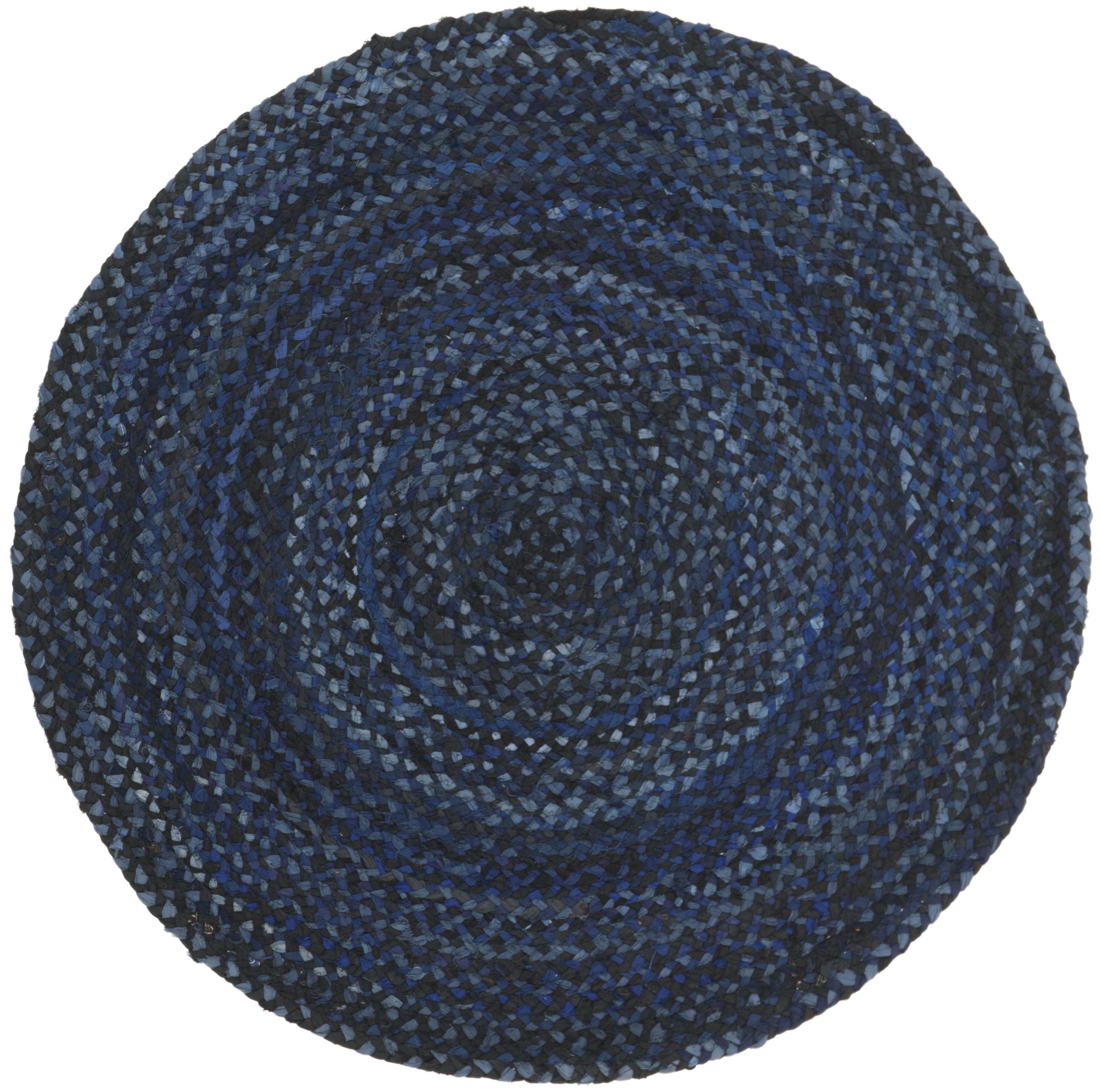 Braided BRD452 Hand Woven Indoor Accent Rug - Navy/Black - 3' Round - Safavieh