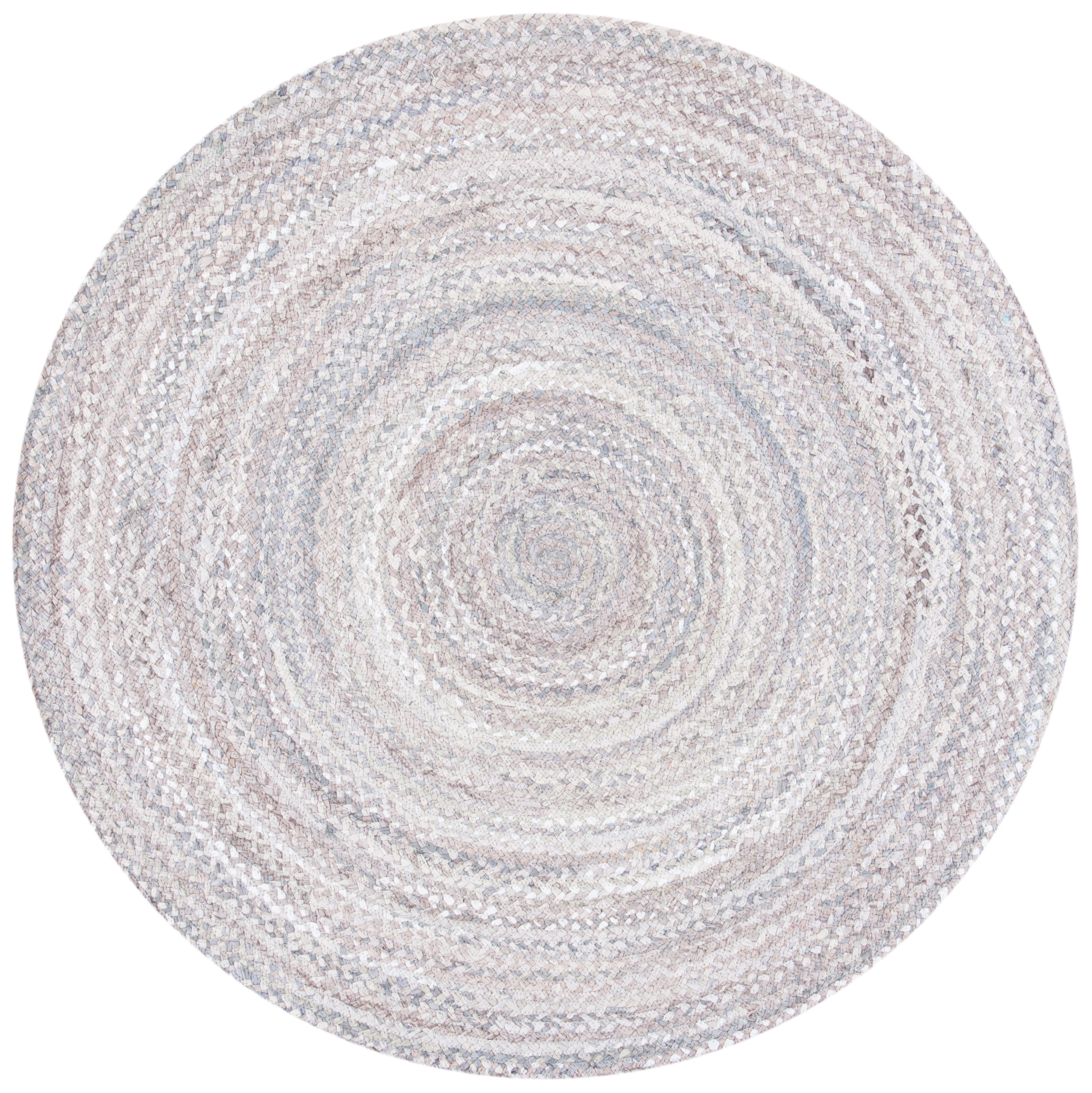 Braided BRD452 Hand Woven Indoor Area Rug - Light Grey - 5' Round - Safavieh
